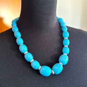 Statement Necklace with Large Blue Beads